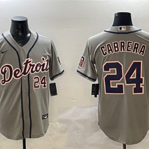 Detroit Tigers #24 Miguel Cabrera Gray Cool Base Stitched Jersey