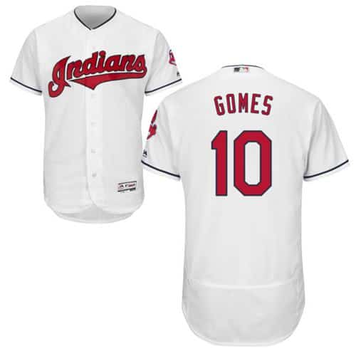 Indians #10 Yan Gomes White Flexbase Authentic Collection Stitched Jersey