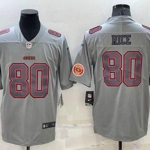San Francisco 49ers #80 Jerry Rice Gray With Patch Atmosphere Fashion Stitched Jersey