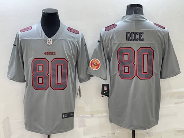 San Francisco 49ers #80 Jerry Rice Gray With Patch Atmosphere Fashion Stitched Jersey