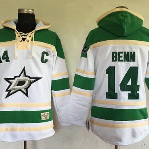 Stars #14 Jamie Benn White Sawyer Hooded Sweatshirt Stitched Jersey