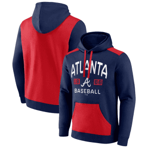 Atlanta Braves Navy Red Chip In Pullover Hoodie