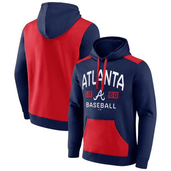 Atlanta Braves Navy Red Chip In Pullover Hoodie