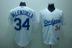 Dodgers #34 Fernando Valenzuela Stitched White Jersey