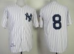 Mitchell And Ness 1951 Yankees #8 Yogi Berra Stitched White Throwback Jersey
