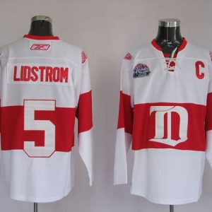 Red Wings #5 Nicklas Lidstrom Stitched White Winter Classic Jersey
