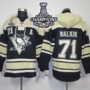 Penguins #71 Evgeni Malkin Black Sawyer Hooded Sweatshirt 2016 Stanley Cup Champions Stitched Jersey