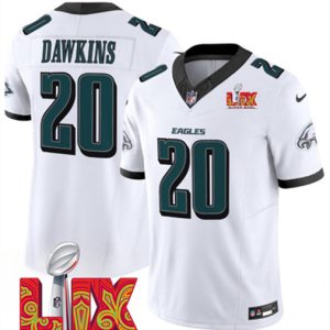 Philadelphia Eagles #20 Brian Dawkins White 2025 Super Bowl LIX Patch Vapor Untouchable Limited Stitched Jersey