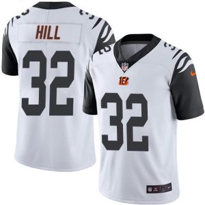 Bengals #32 Jeremy Hill White Stitched Limited Rush Nike Jersey