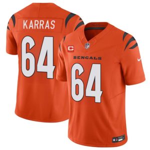 Cincinnati Bengals #64 Ted Karras Orange 2024 F.U.S.E With 3-Star C Patch Vapor Untouchable Limited Stitched Jersey
