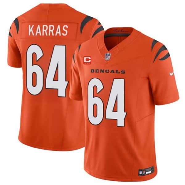 Cincinnati Bengals #64 Ted Karras Orange 2024 F.U.S.E With 3-Star C Patch Vapor Untouchable Limited Stitched Jersey