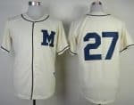 Brewers #27 Carlos Gomez Cream 1913 Turn Back The Clock Stitched Jersey