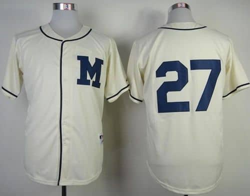 Brewers #27 Carlos Gomez Cream 1913 Turn Back The Clock Stitched Jersey