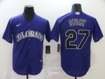 Colorado Rockies #27 Trevor Story Purple Cool Base Stitched Jersey