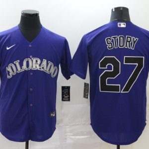 Colorado Rockies #27 Trevor Story Purple Cool Base Stitched Jersey