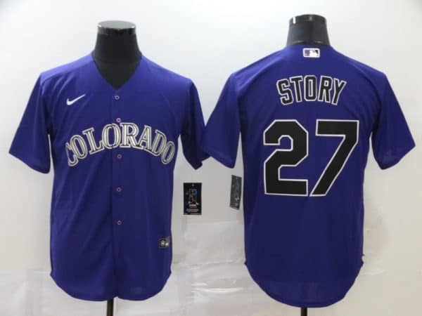 Colorado Rockies #27 Trevor Story Purple Cool Base Stitched Jersey