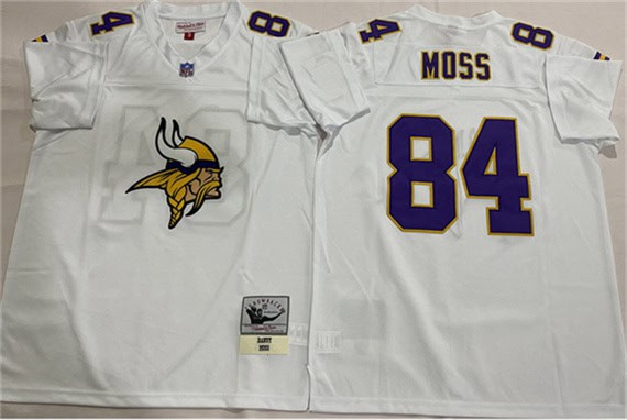 Minnesota Vikings #84 Randy Moss White Throwback Football Stitched Jersey