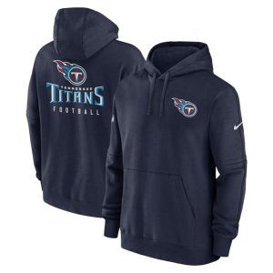 Tennessee Titans Navy Sideline Club Fleece Pullover Hoodie