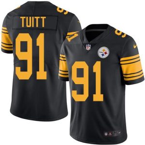 Steelers #91 Stephon Tuitt Black Stitched Limited Rush Nike Jersey