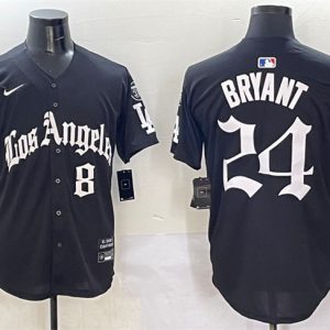 Los Angeles Dodgers Front #8 Back #24 Kobe Bryant Black Mexico 2025 LA Gothic Style With Fernando Patch Vapor Premier Limited Stitched Jersey