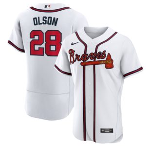 Atlanta Braves #28 Matt Olson White Flex Base Stitched Baseball Jersey