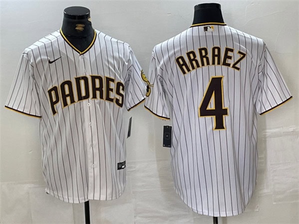 San Diego Padres #4 Luis Arraez White Cool Base Stitched Jersey