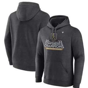Vegas Golden Knights Heather Charcoal 2023 Western Conference Champions Locker Room Pullover Hoodie