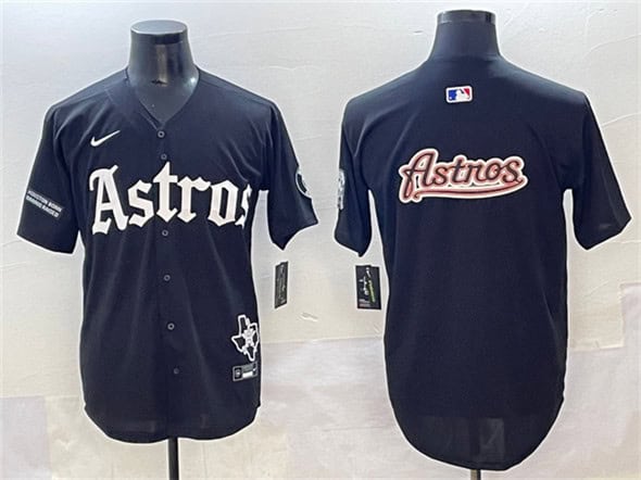 Houston Astros Team Big Logo Black Gothic 'Houston Born Barrio Raised' Limited Stitched Jersey