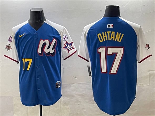 National League #17 Shohei Ohtani Blue Alternate 2025 All-Star With Patch Edition Limited Stitched Jersey