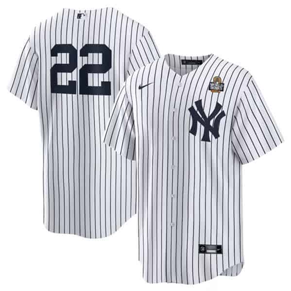 New York Yankees #22 Juan Soto White 2024 World Series Cool Base Stitched Jersey