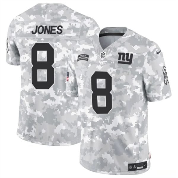 New York Giants #8 Daniel Jones 2024 F.U.S.E. Arctic Camo Salute To Service Limited Stitched Jersey