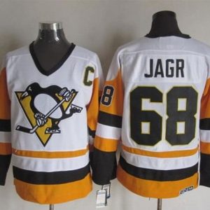 Penguins #68 Jaromir Jagr White Black CCM Throwback Stitched Jersey