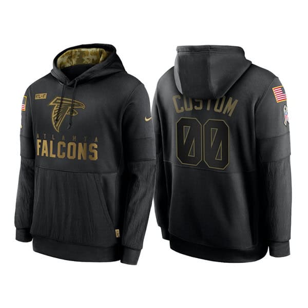 Atlanta Falcons Customized 2020 Black Salute To Service Sideline Performance Pullover NFL Hoodie