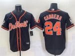 Detroit Tigers #24 Miguel Cabrera Black With Patch Cool Base Stitched Jersey