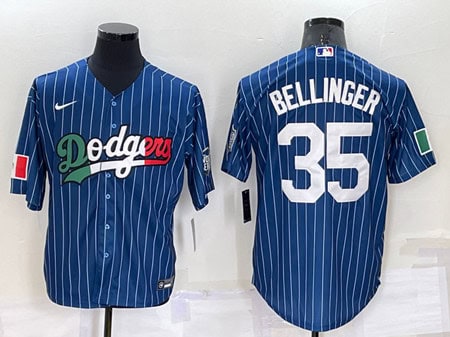 Los Angeles Dodgers #35 Cody Bellinger Navy Mexico World Series Cool Base Stitched Baseball Jersey