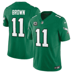 Philadelphia Eagles #11 A. J. Brown Green 2023 F.U.S.E. Vapor Untouchable With C Patch Stitched Jersey