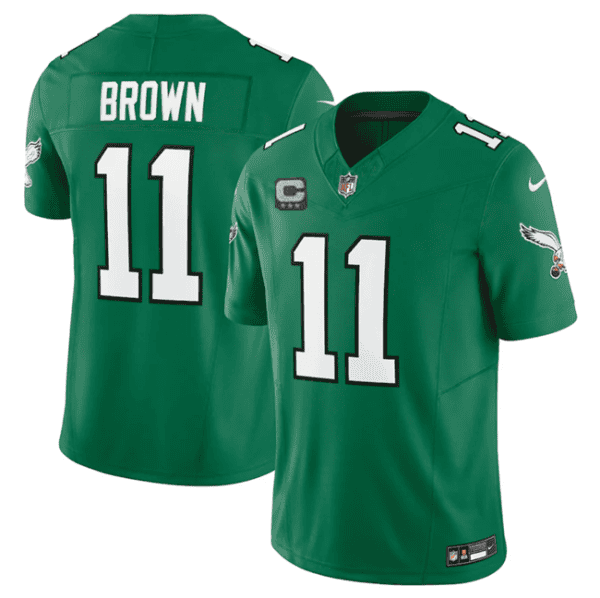 Philadelphia Eagles #11 A. J. Brown Green 2023 F.U.S.E. Vapor Untouchable With C Patch Stitched Jersey