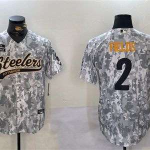 Pittsburgh Steelers #2 Justin Fields 2024 Arctic Camo Salute To Service Stitched Jersey