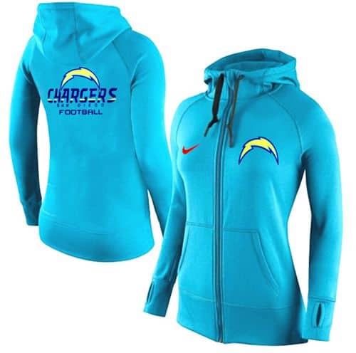 Nike San Diego Chargers Full-Zip Performance Hoodie Light Blue