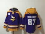 Minnesota Vikings #87 T.J. Hockenson Purple Yellow Ageless Must-Have Lace-Up Pullover Hoodie