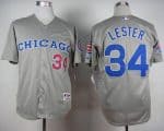 Cubs #34 Jon Lester Grey 1990 Turn Back The Clock Stitched Jersey