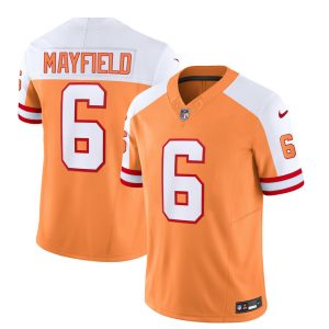 Tampa Bay Buccaneers #6 Baker Mayfield 2023 F.U.S.E. White Gold Throwback Limited Stitched Jersey