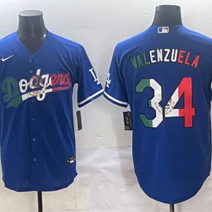 Los Angeles Dodgers #34 Fernando Valenzuela Blue Mexico Stitched Jersey