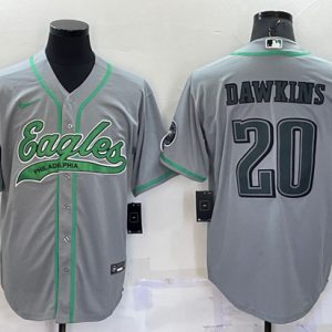 Philadelphia Eagles #20 Brian Dawkins Gray With Patch Cool Base Stitched Baseball Jersey