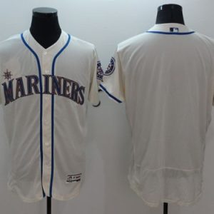 Mariners Blank Cream Flexbase Authentic Collection Stitched Jersey
