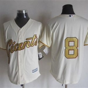 Giants #8 Hunter Pence Cream(Gold No.) New Cool Base Stitched Jersey