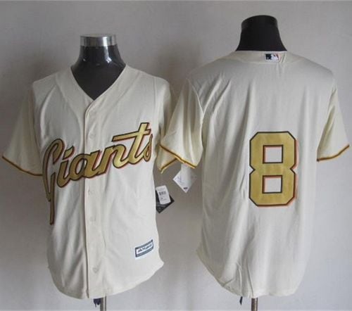 Giants #8 Hunter Pence Cream(Gold No.) New Cool Base Stitched Jersey
