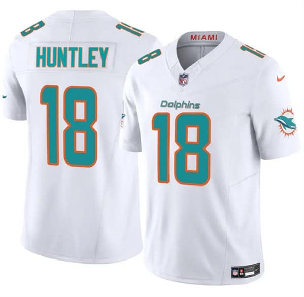 Miami Dolphins #18 Tyler Huntley White 2024 F.U.S.E. Vapor Limited Stitched Jersey