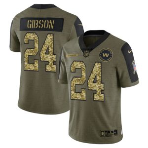 Washington Football Team #24 Antonio Gibson 2021 Olive Camo Salute To Service Limited Stitched Jersey