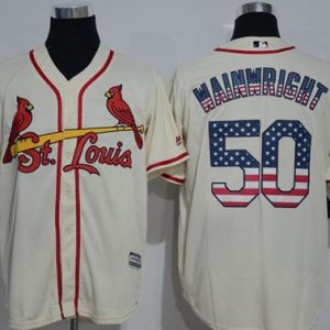 Cardinals #50 Adam Wainwright Cream USA Flag Fashion Stitched Jersey